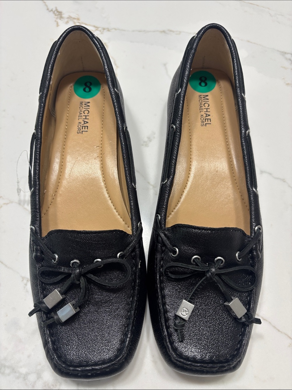 Michael Kors Black Leather Bow Tie Driving Loafers